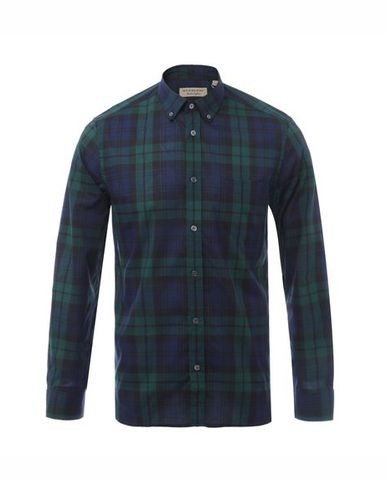  Sơ Mi Burberry Dài Tay Navy Check Cân Túi Ngực 