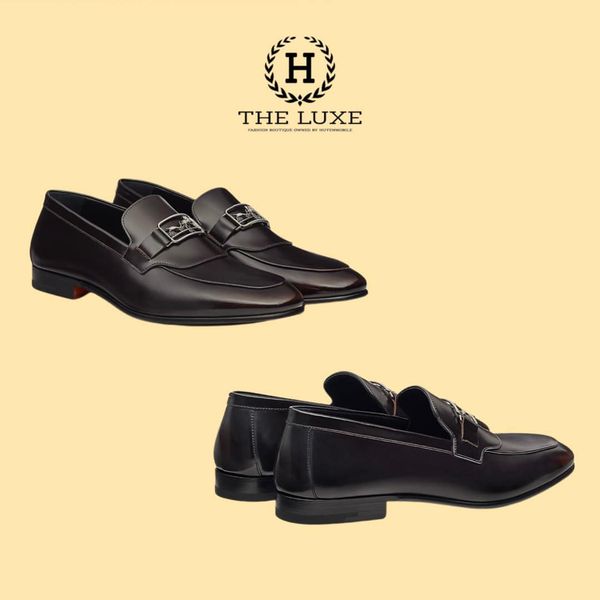 Loafer Hermes Tenor Đen Trơn