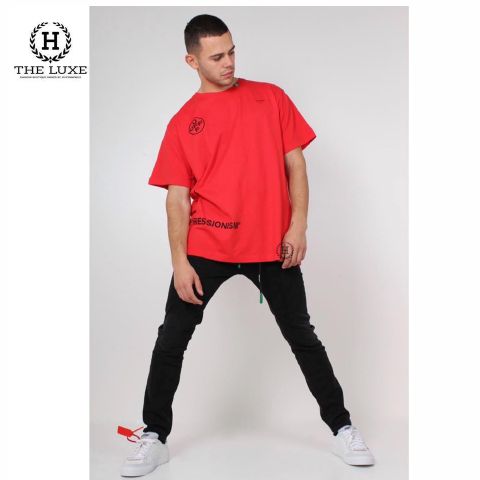  T-shirt OFFWhite đỏ tag ngực đen 