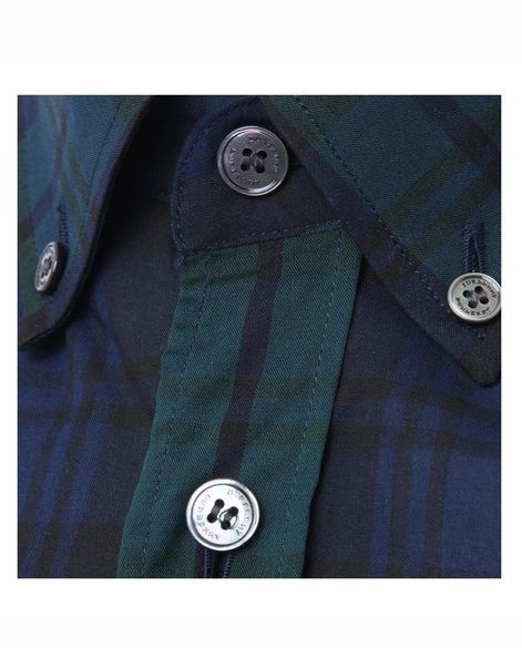 Sơ Mi Burberry Dài Tay Navy Check Cân Túi Ngực