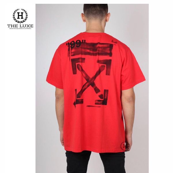 T-shirt OFFWhite đỏ tag ngực đen