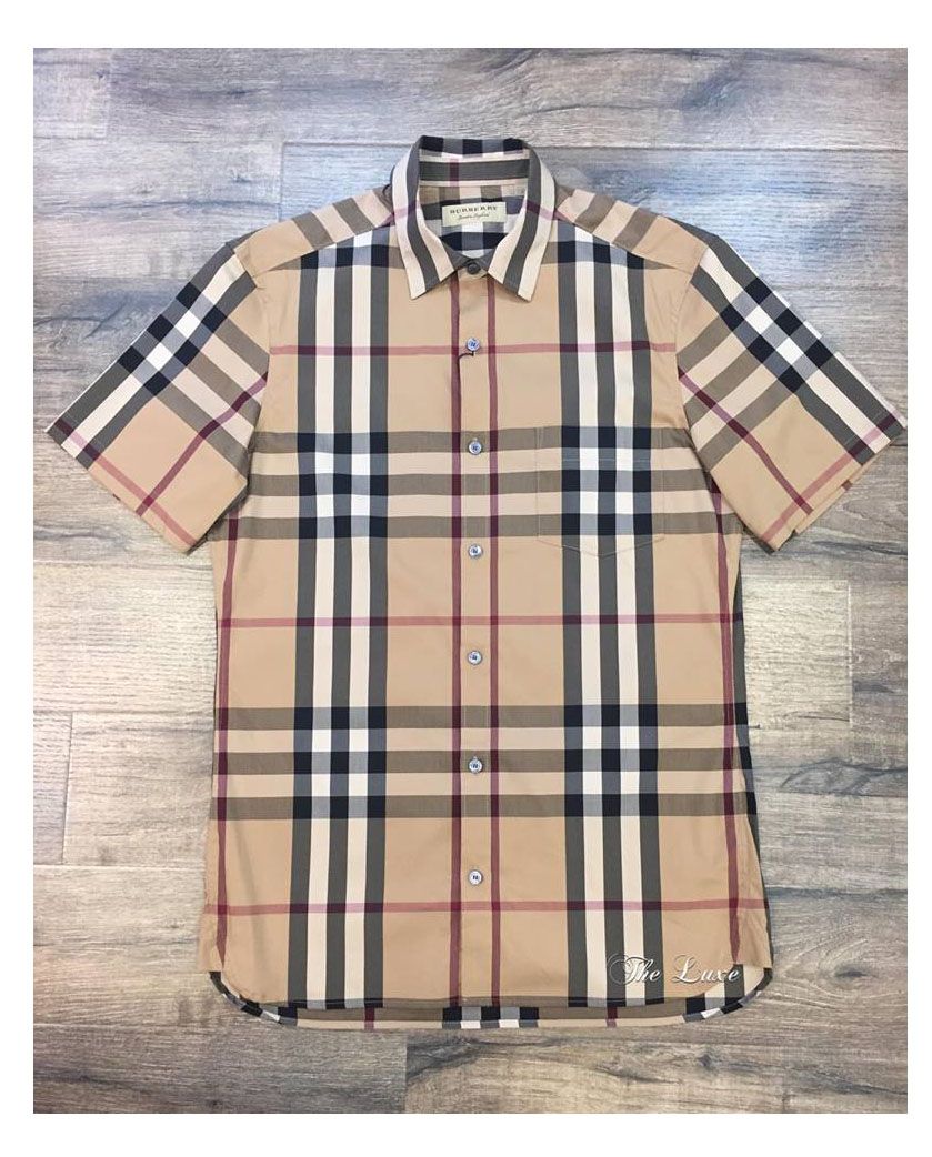 Áo sơ mi Burberry nam màu cam ngắn tay kẻ to hàng hiệu công sở cao #27 Áo sơ mi Burberry nam màu cam ngắn tay kẻ to hàng hiệu công sở cao