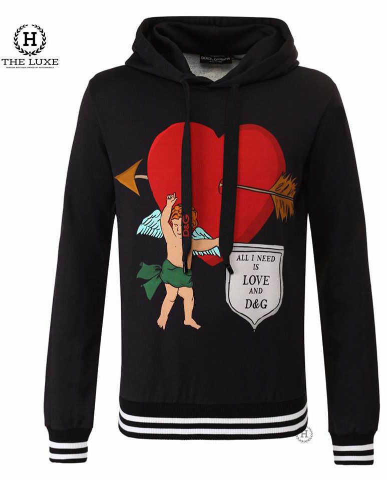 Hoodie Dolce & Gabbana Printed With Hood đen