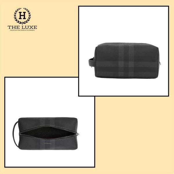 Wash bag Burberry check đen ghi