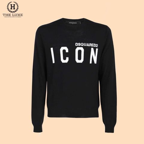  Áo len Dsquared2 đen chữ Icon trắng 