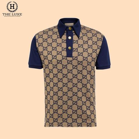  Polo Gucci Gold  xanh navy vân mono 