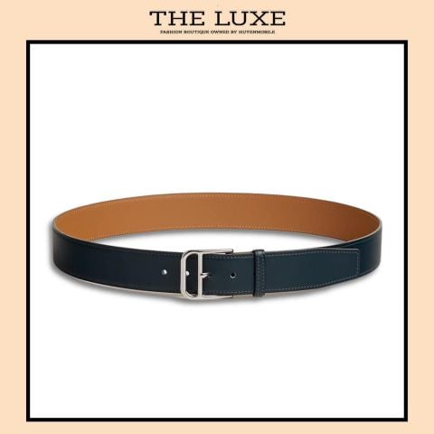  Belt Hermes Reversible khóa liền xanh navy/ Gold 