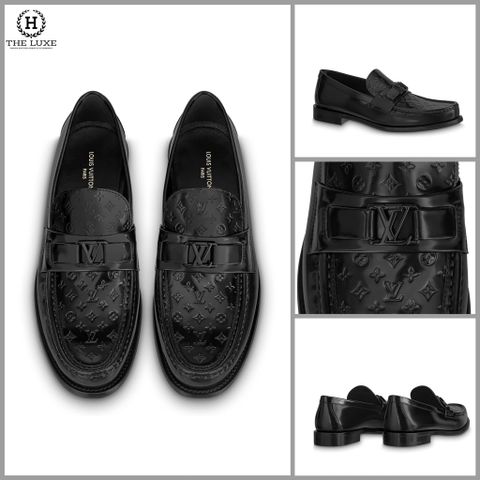  Mocassin Louis Vuitton Loafer Major đen bóng vân mono 