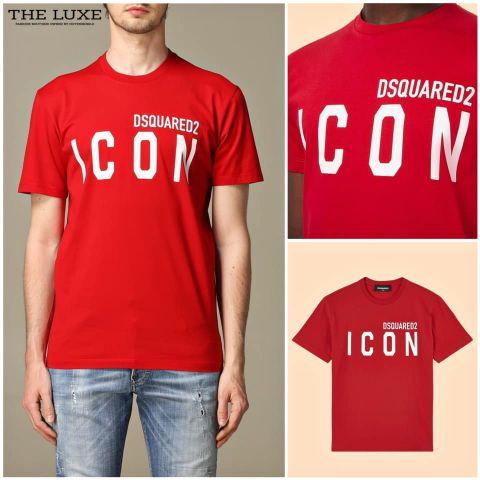  T-shirt DSQ2 đỏ chữ Icon trắn 