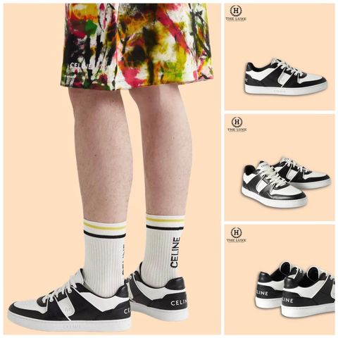  sneaker Celine đen trắng chữ gót 