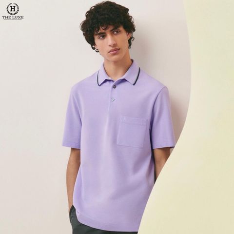  POLO HERMES XANH CỐM VÀ TÍM VIỀN CỔ 