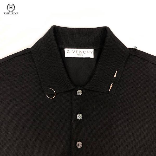 Polo Givenchy Đen Khuyên Cổ