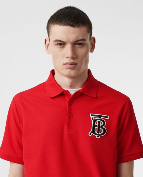 Polo Burberry Đỏ Thêu Tag Ngực TB