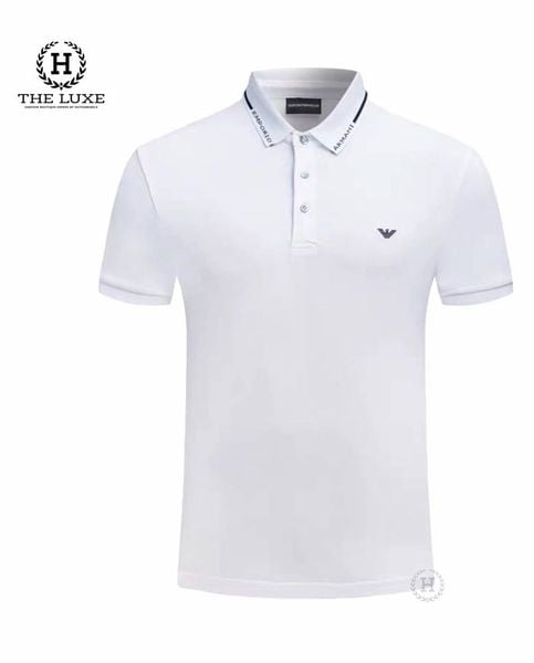 Polo Emporio Armani đen và trắng chữ viền cổ