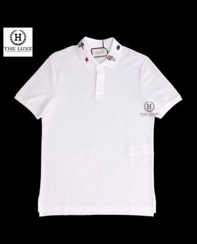  Polo Gucci Trắng Thêu Nhiều Họa Tiết 