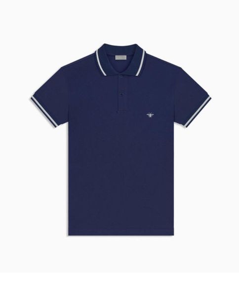 Polo Dior cộc tay navy thêu ong