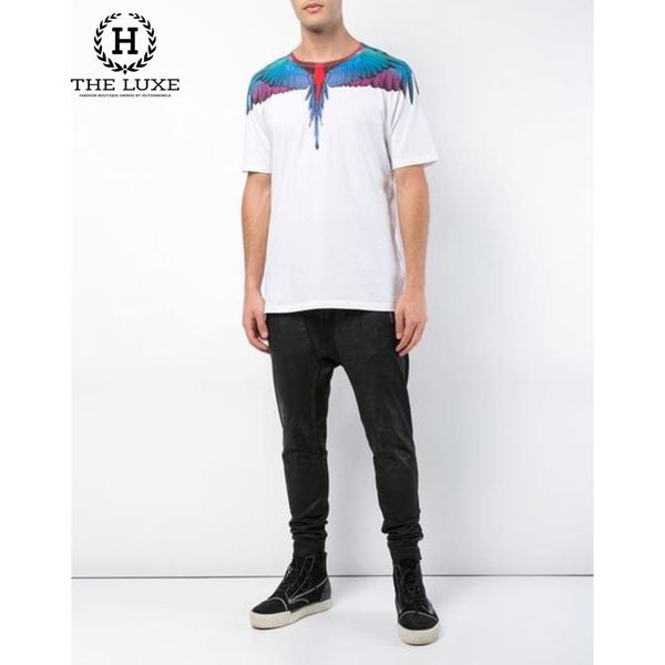 T-shirt Marcelo Burlon Trắng Cánh Chim Nhiều Màu