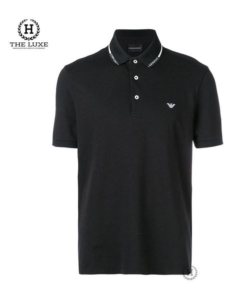 Polo Emporio Armani đen và trắng chữ viền cổ