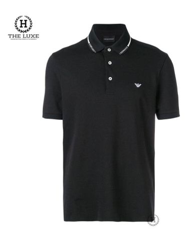  Polo Emporio Armani đen và trắng chữ viền cổ 