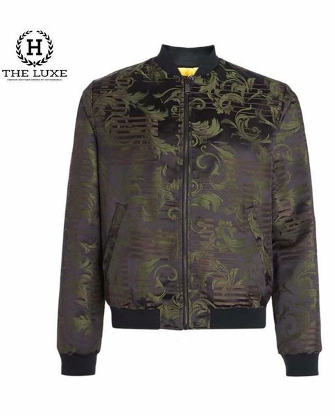 Áo khoác Bomber Versace rêu họa tiết hoa