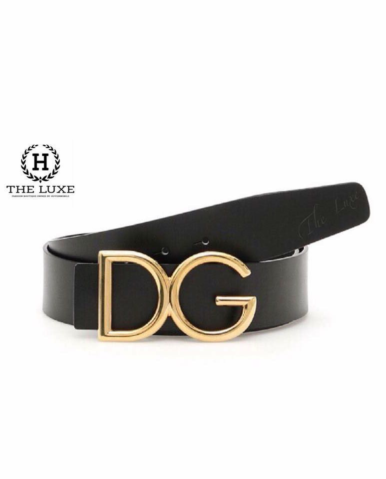 Belt Dolce & Gabbana đen logo DG vàng