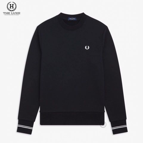  Áo Nỉ Fred Perry Đen Thêu Tag Ngực 