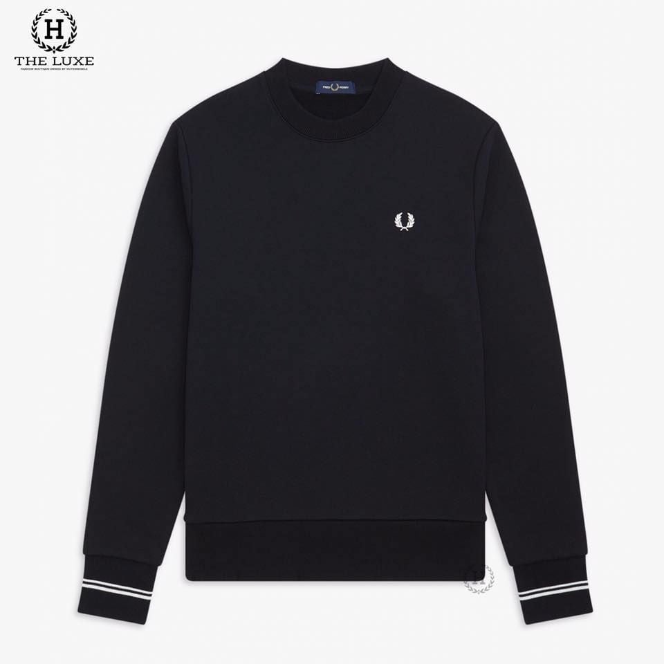 Áo Nỉ Fred Perry Đen Thêu Tag Ngực