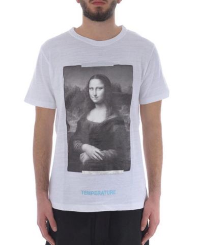  T-shirt OFFWhite trắng hình Mona Lisa 