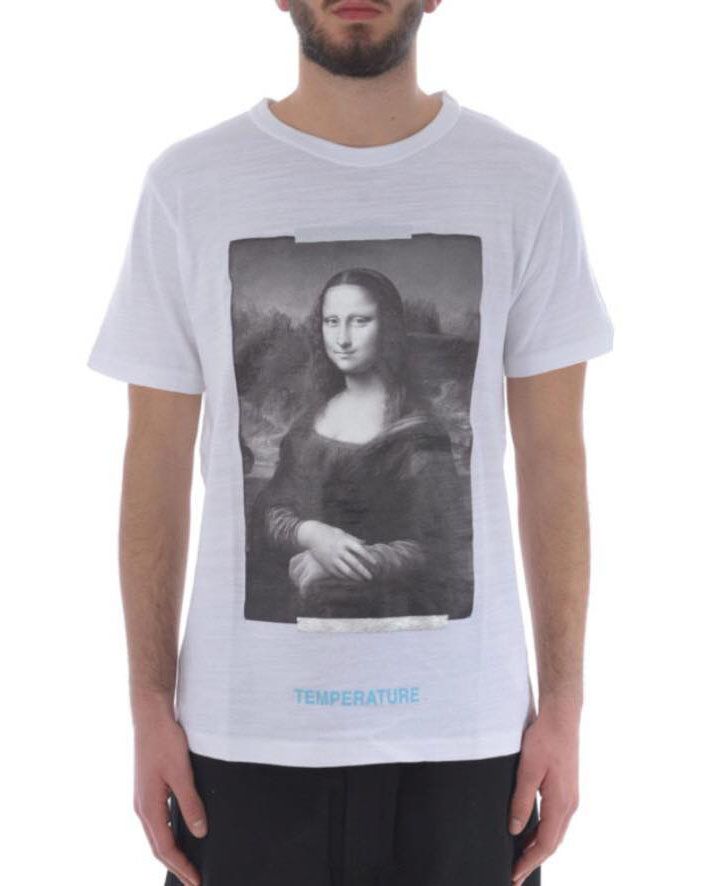 T-shirt OFFWhite trắng hình Mona Lisa