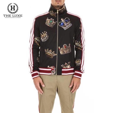  Áo Khoác Bomber Dolce & Gabbana Đen Họa Tiết Vương Miện 