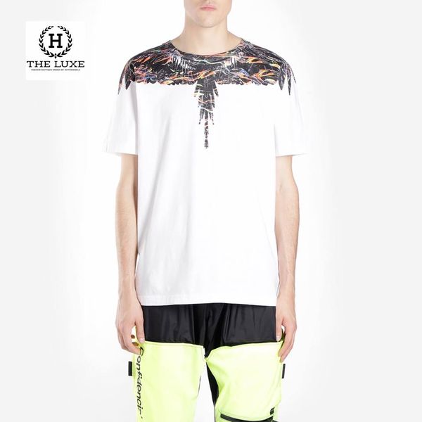 T-shirt Marcelo Burlon Trắng Cánh Chim Nhiều Màu