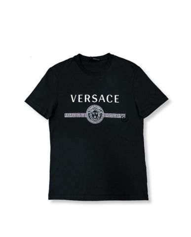  T-shirt Versace Đen Logo Chữ Ngực 