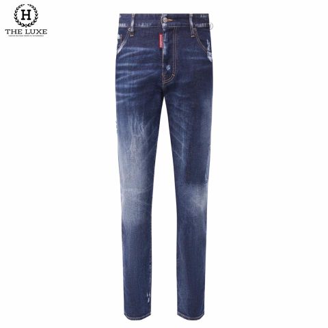  Quần Jeans Dsquared2 Dáng Straight Leg Xanh Chữ Vàng 