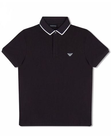  Polo Armani Đen Viền Cổ Tag Ngực Thêu 