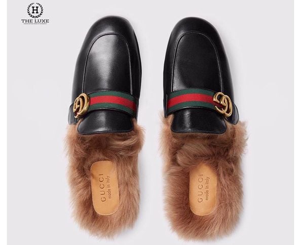 Princetown leather slipper with Double G