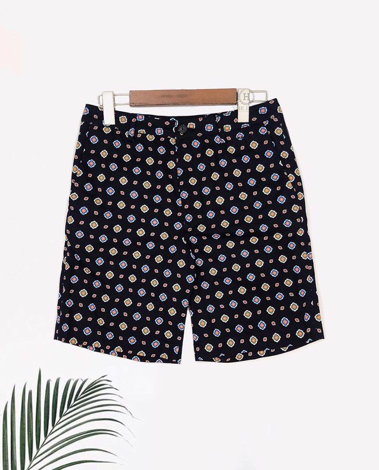 Quần Short Kenzo Xanh Navy Hoa Văn