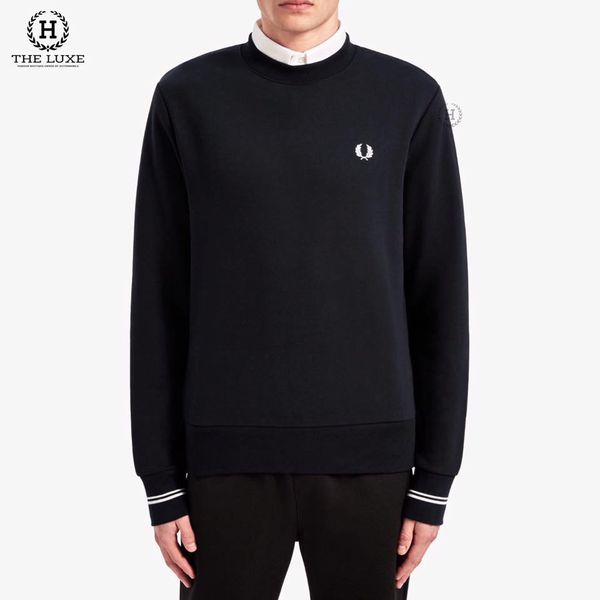 Áo Nỉ Fred Perry Đen Thêu Tag Ngực