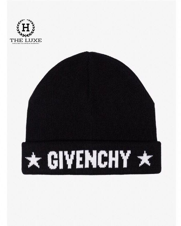 Mũ Len Givenchy đen chữ trắng