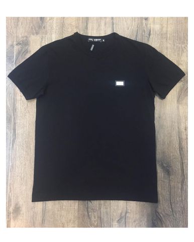  T-shirt Dolce & Gabbana cổ tròn tag gương màu đen 