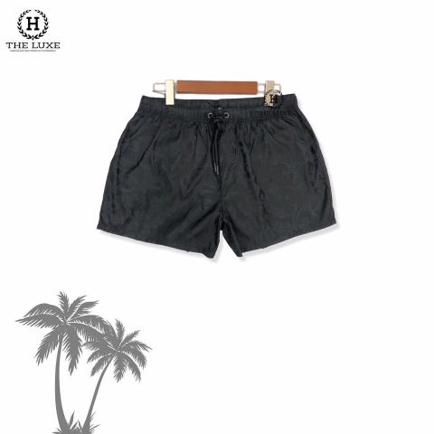  Quần short gió Versace đen hoạ tiết chìm 