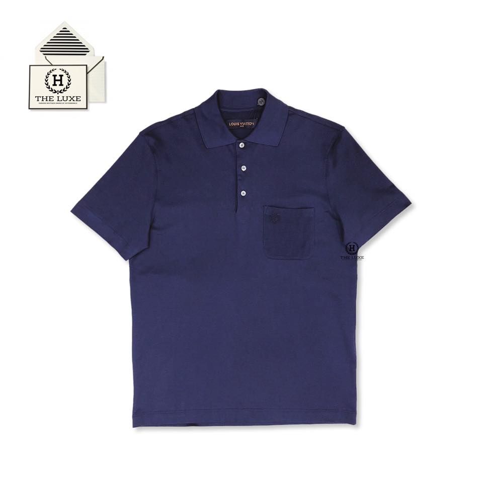 Polo LV Pocket Damier Navy Tím