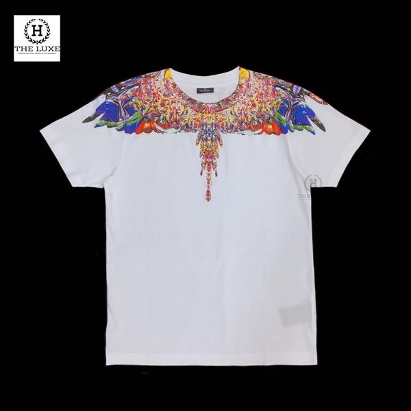 T-shirt Marcelo Burlon Trắng Đen Cánh Chim Nhiều Màu