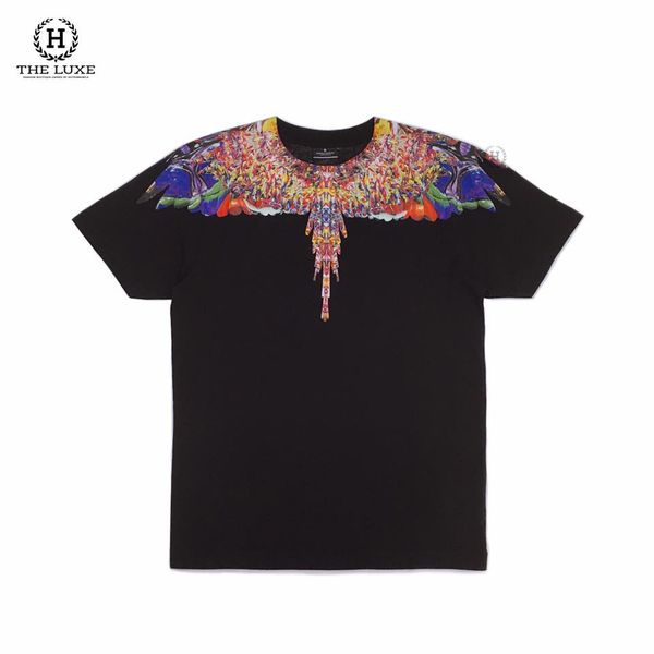 T-shirt Marcelo Burlon Trắng Đen Cánh Chim Nhiều Màu