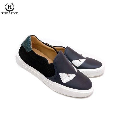  Slipon Fendi Xanh Navy Mắt Trắng 