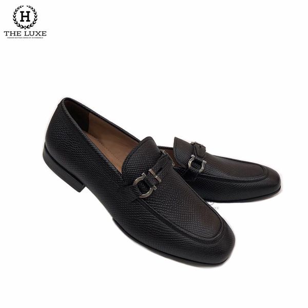 Loafer Salvatore Ferragamo Đen Vân Da Rắn