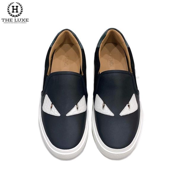 Slipon Fendi Xanh Navy Mắt Trắng