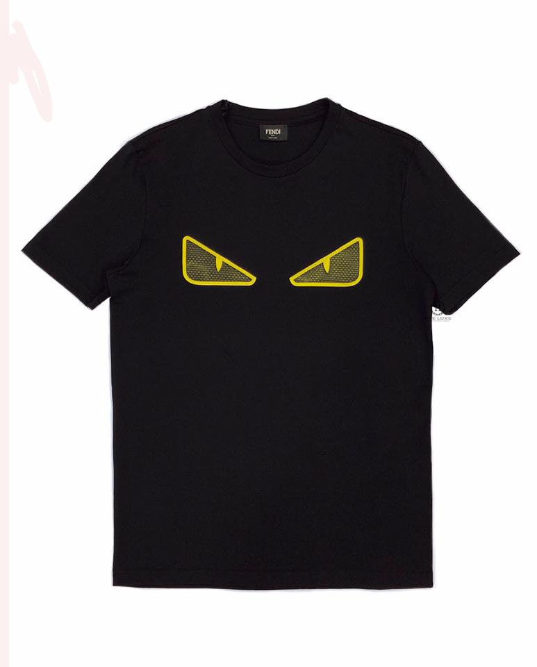 T-shirt Fendi Đen Mắt Neon Vàng