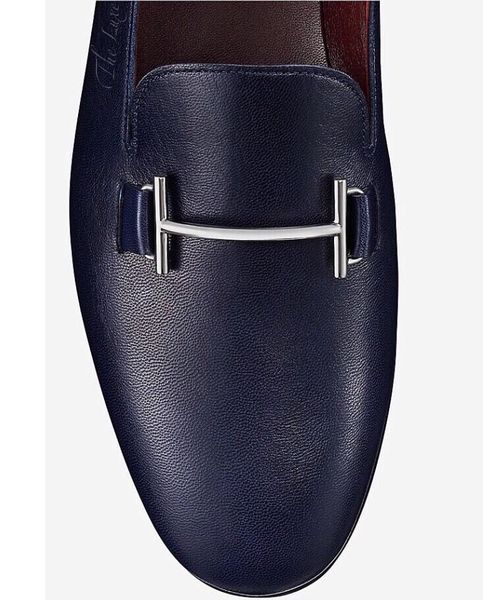 Loafer Hermes Saga Chevre xanh navy