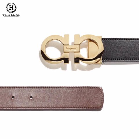  Belt Salvatore Đen - Nâu Mặt Vàng Bản 4cm 