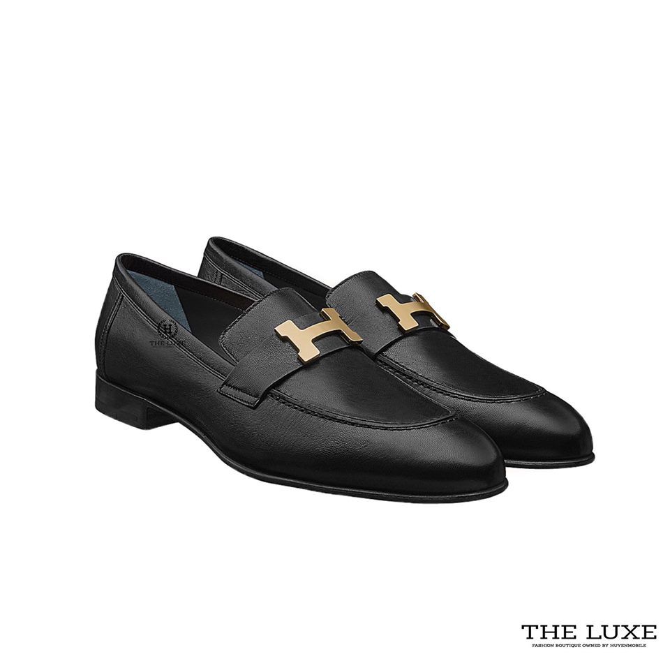 Loafer Hermes Paris Logo Vàng